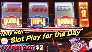 ALL OF THE SLOT PLAY on May 6th🎰 Triple Double Blazing 7s at Pechanga Casino 赤富士スロット