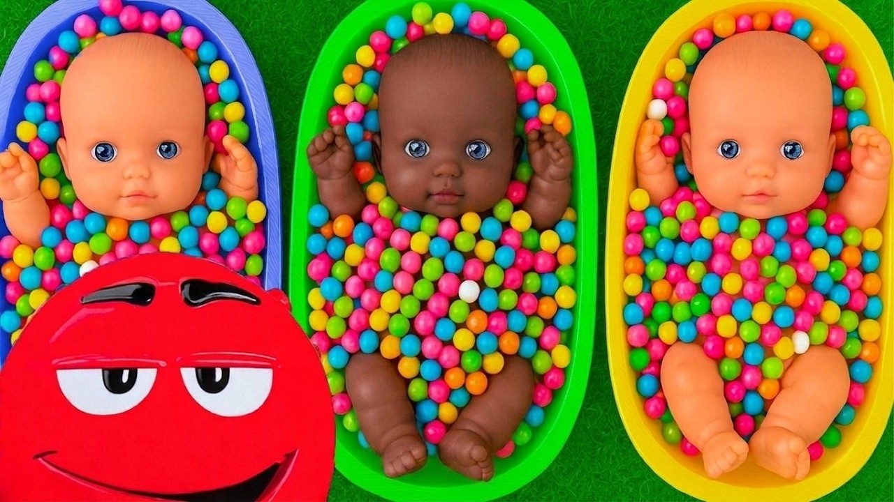 8 Minutes Satisfying with Full of 3 Rainbow BathTubs Candy with M&M's & Magic Slime Cutting Video 20