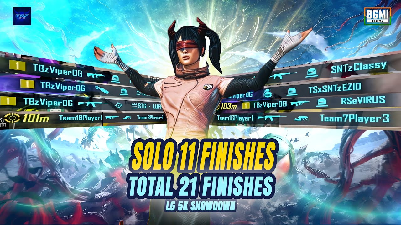 SOLO 11 KILLS IN LG 5K SHOWDOWN | 21 TEAM KILLS MATCH HIGHLIGHTS | #TBzViperOG #TeamBizon 