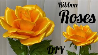 DIY Satin Ribbon Rose //How to make a dreamy blue rose with a simple trick D.I.Y