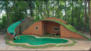 14Days Building Water Slide To Hobbit Villa House With Decoration Underground Room