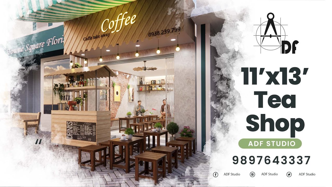 11x13 coffee shop Design, tea shop interior design idea