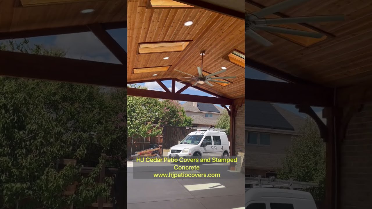HJ Cedar Patio Cover Gable Tongue Groove Whit SkyLights