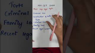 Most Important Legal Topics For MHCET LAW 2026 #cet2026 #cet #cetcell
