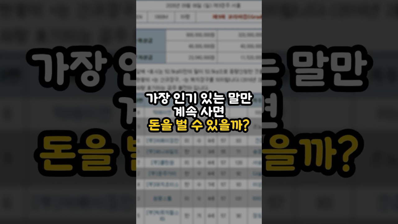 서울경마 1번 인기마만 1년간 샀더니 벌어진 일