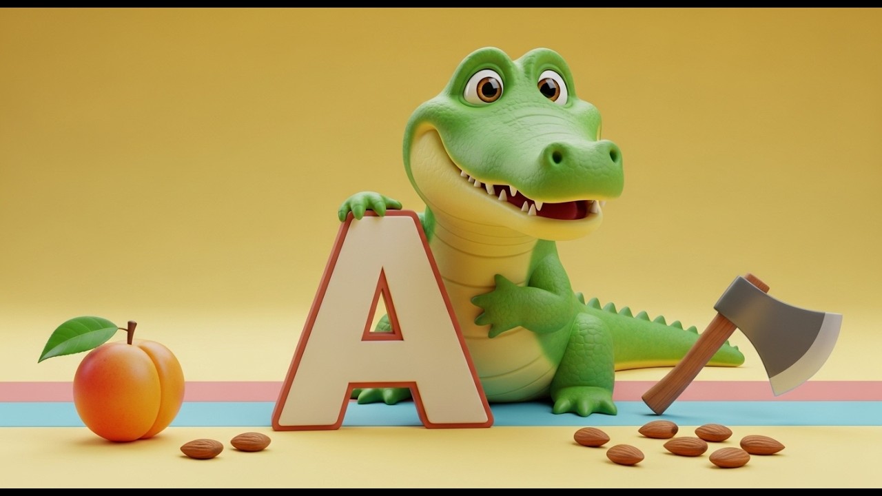 A is for Alligator, Apricot, Axe & Almond Song | Fun Alphabet Rhyme for Kids