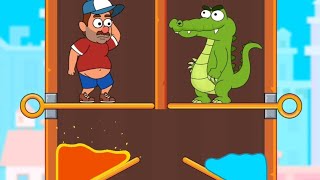 Save The Buddy Gameplay KILL Crocodiles | Pull The Pin & Home Pin screenshot 1