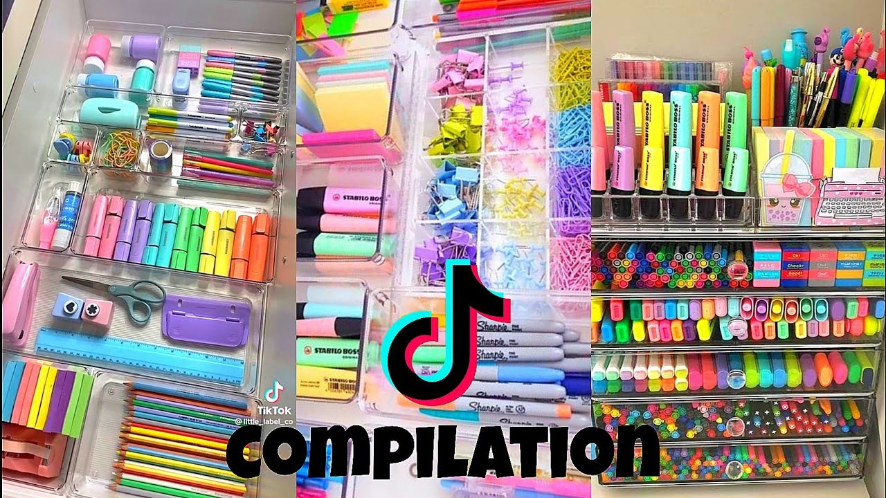 Desk and stationery organizing tiktok compilation 5 Tiktok Bear 🐻 YouTube