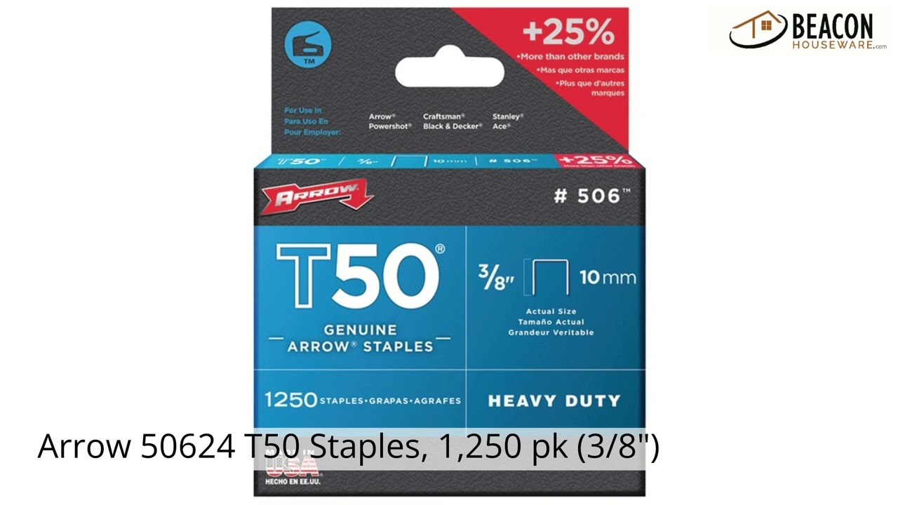 Arrow 50624 T50 Staples, 1,250 pk (3/8")