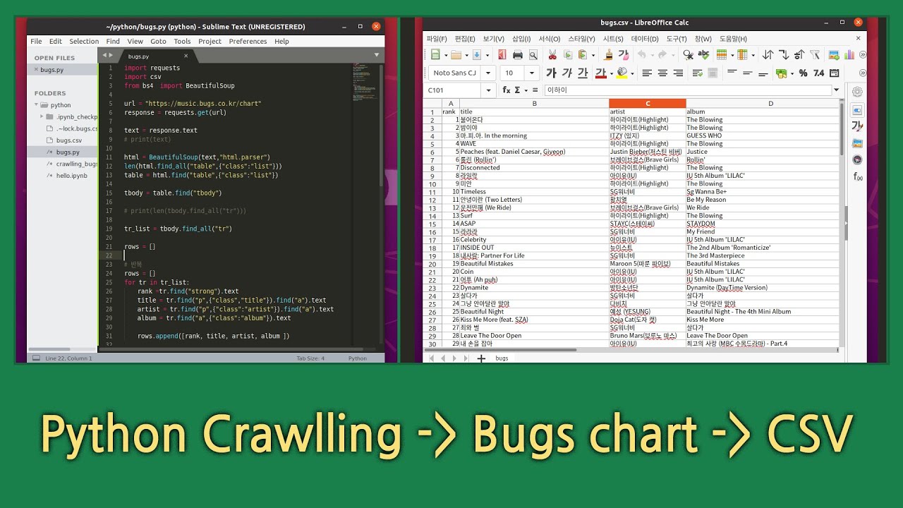 Crawling Example with Python. Bugs Chart - YouTube