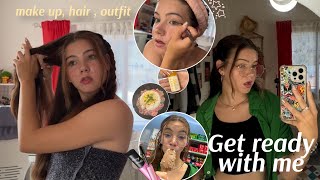 GRWM: make up, hair, outfit💄🎀+mini vlog