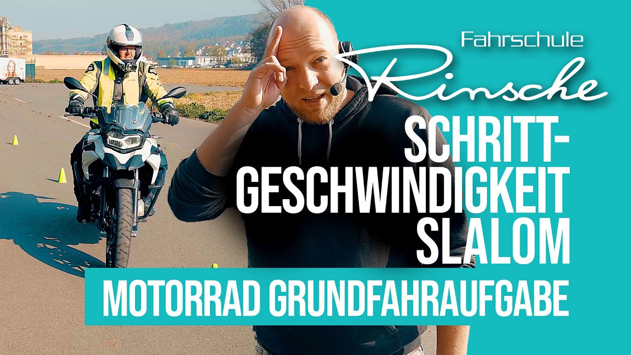 Motorrad I Schrittgeschwindigkeit Slalom I Grundfahraufgabe I Fahrschule Rinsche