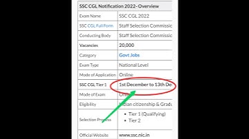 SSC CGL Notification 2022- Overview. SSC CGL 2022 #ssc #cgl #cgl2022 #examreview #short