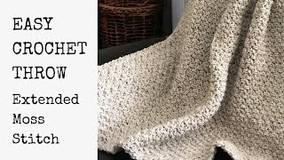 Crochet Fisherman Blanket Easy Crochet Blanket Tutorial Extended Moss Stitch Blanket for Beginners