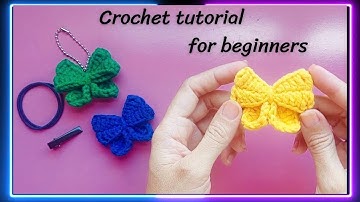 #47 Crochet a bow keychain, bow hairclip - Móc chiếc nơ xinh làm móc khóa nơ, kẹp nơ