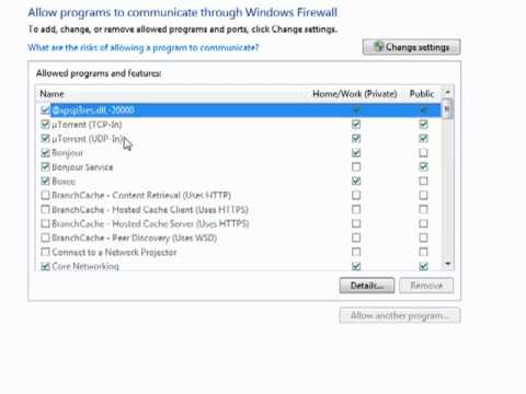 How to modify the Firewall to allow uTorrent