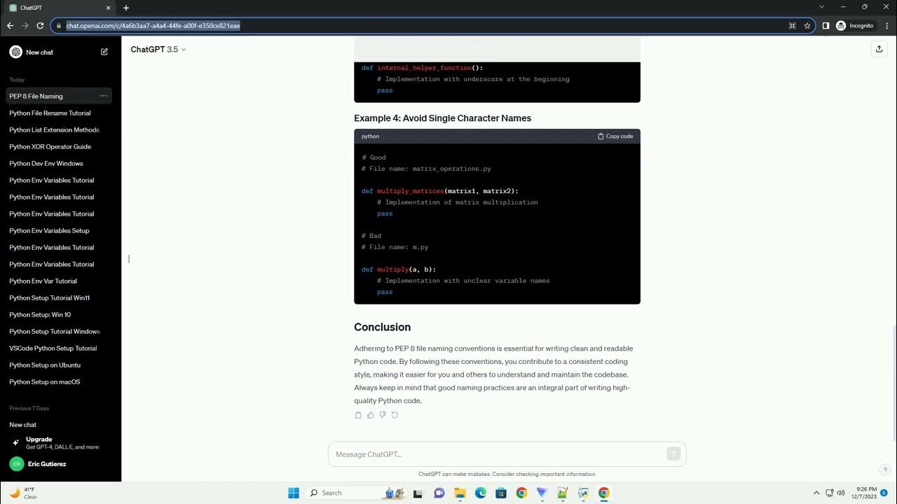Python file name convention pep8 youtube