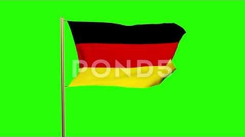 Germany Flag Waving In The Wind. Green Screen, Alpha Matte. Loopable