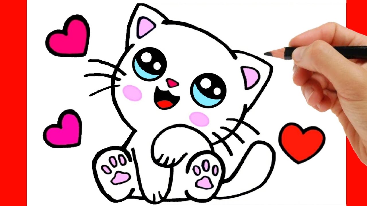 HOW TO DRAW A CUTE CAT EASY STEP BY STEP - YouTube