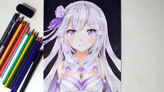 Speed Drawing - Emilia (Re:Zero Kara Hajimeru Isekai Seikatsu) [Re:ゼロから始める異世界生活]