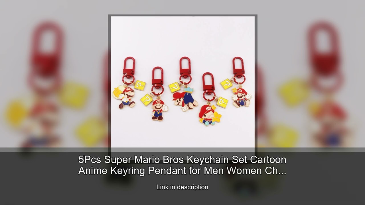 5Pcs Super Mario Bros Keychain Set Cartoon Anime Keyring Pendant for Men Women Child Bag Charm