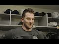 Tanner Jeannot talks with the media before BOS @ DAL