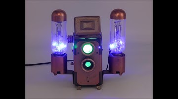 Steampunk LED Lamp, Vintage Insta Flash Camera