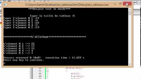 Les Tableaux (suite) langage C (Samir.7)