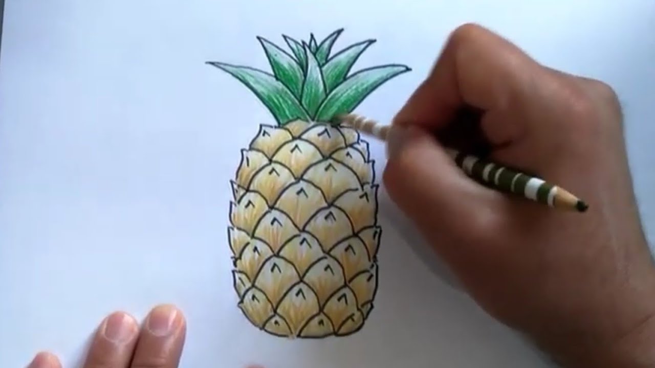 Ananas Çizimi / Kolay /Yerli malı haftası resim çizimi - YouTube