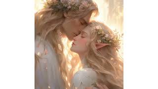 Kissing Elves. Elven couple, Elvish lovers, Elves are in love, Fae Elf Elfia Elven arts, Midjourney