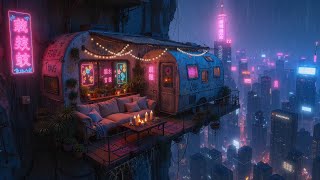 🎵Live 24/7 | Cyberpunk Balcony Ambience | Relax & Sleep in a Sci-Fi Ambience | Dark Ambient Music