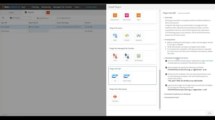 BMC Helix Control-M: Installing the Control-M SaaS for SAP plugin