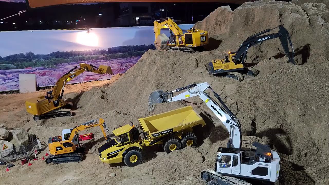 RC Full Fleet Earthmoving Operation! CAT, VOLVO, LIEBHERR & MERCEDES in One Massive Scene (Korea)