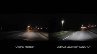 Læring Muskuløs Luftpost Original OEM halogen headlight vs. OSRAM LEDriving® XENARC® Golf VI  headlight - YouTube