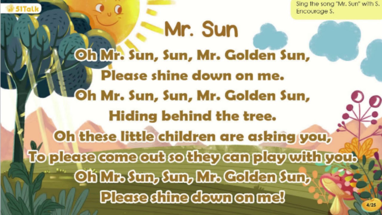 Mister Sun Sun Mister Golden Sun Lyrics Mr. Sun 51Talk song with Lyrics - YouTube