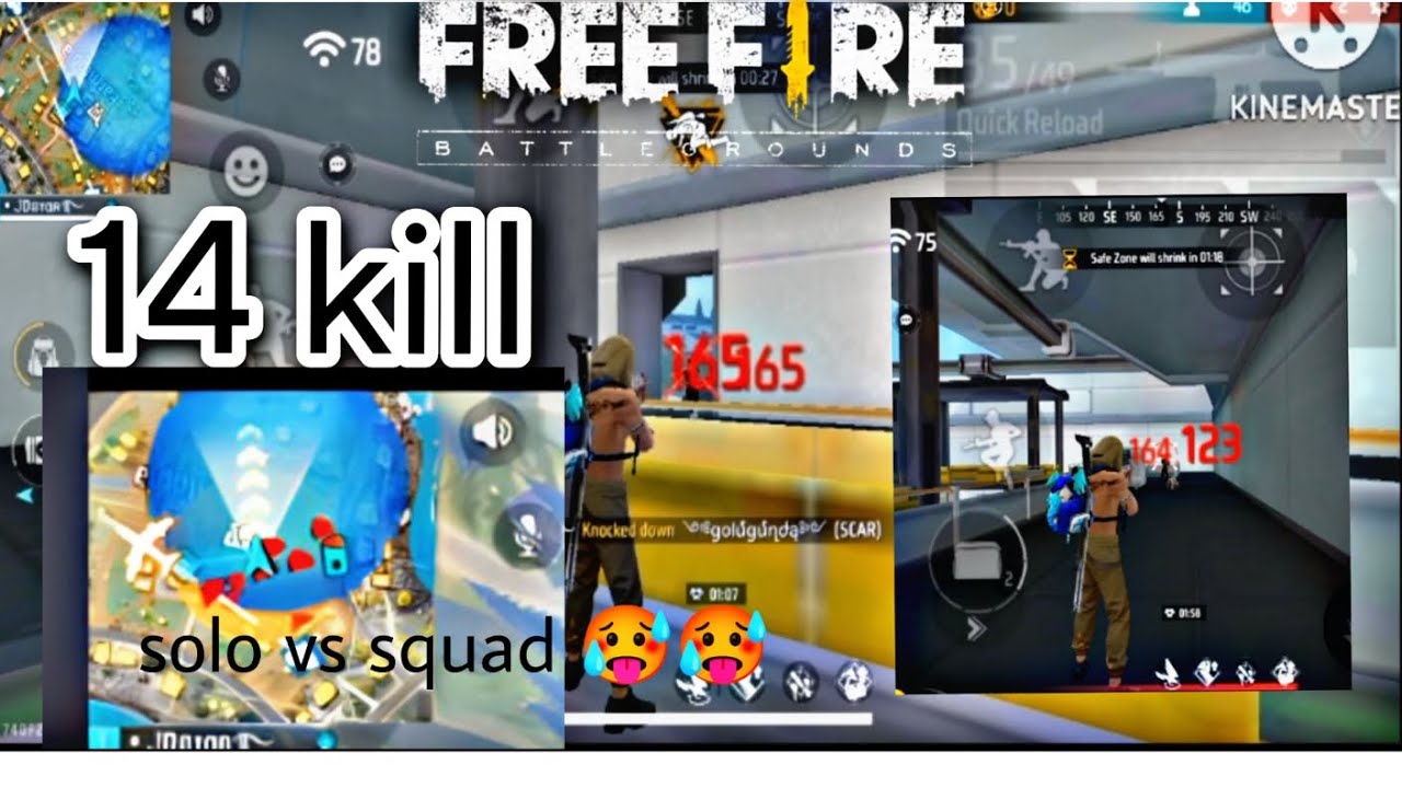 l play solo vs squad 🥵🥵 with 14 kills in BR RANK pus|| free fire - YouTube