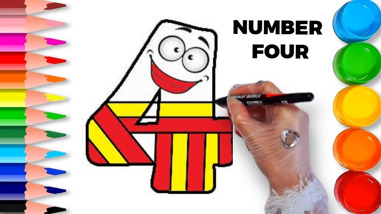 🎨TUTORIAL how to draw number 4 | draw number4 | drawing number4 - YouTube