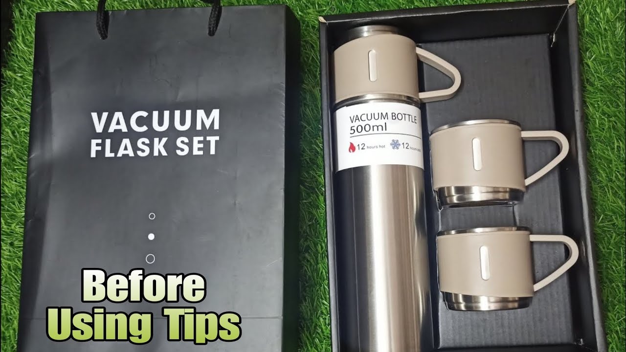Vacuum Flask Set With 3 Cups Before Using Tips, Review After Use In  Description