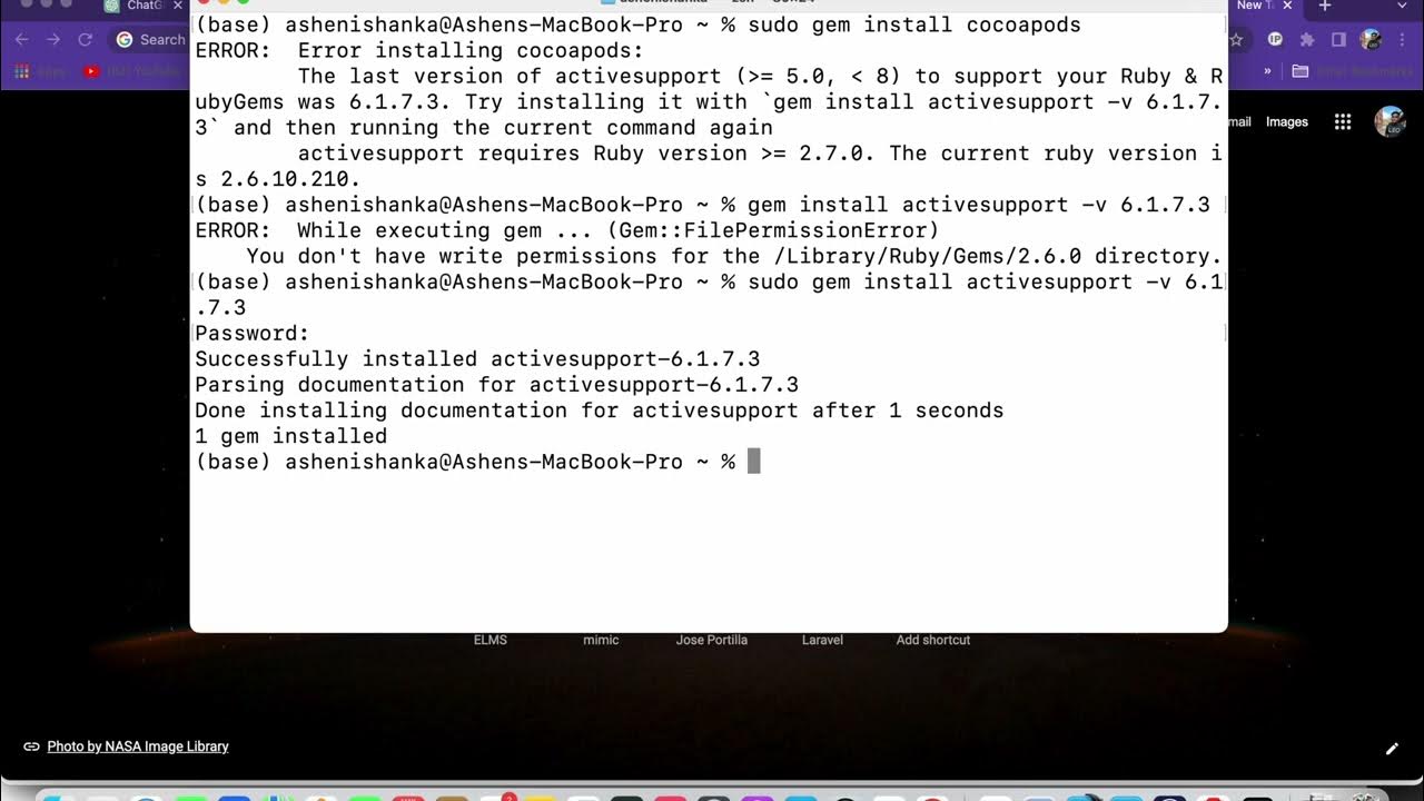Error Installing Cocoapods: The Last Version Of Activesupport | Sudo Gem  Install Cocoapods - Youtube