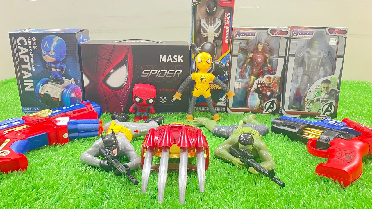 9-minute satisfaction with Marvel toy set unboxing, Spider Man toy gun, Spider Man bubble machine