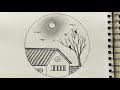 How to draw scenery with pencil step by step / easy circle scenery drawing / circle scenery drawing