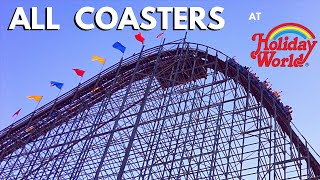 All Coasters at Holiday World + OnRide POVs + The Voyage  Front Seat Media