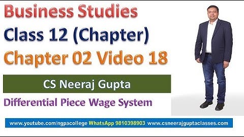 Differential Piece Wage System | Business Studies Class 12 | Chapter 02 Video 18 | CS Neeraj Gupta