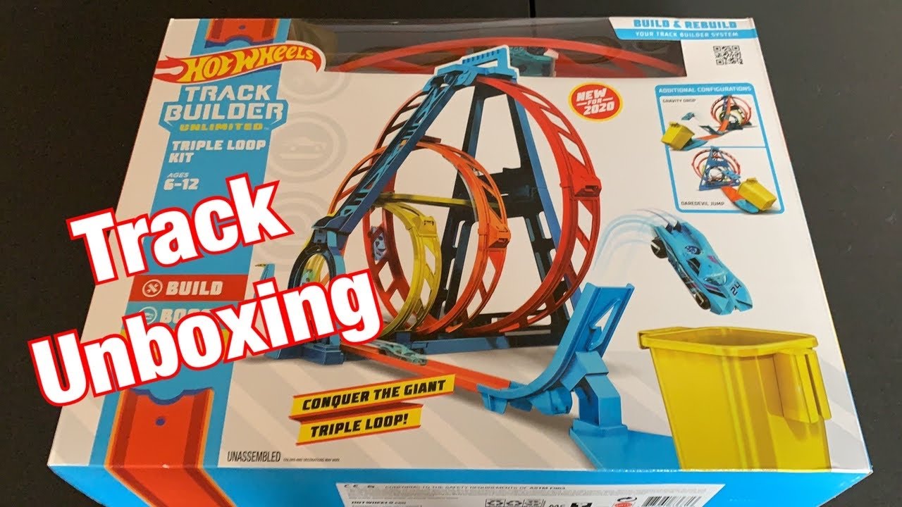 Hot Wheels Track Builder Unlimited Triple Loop Kit Collapsible 3-Loop Gift  Set