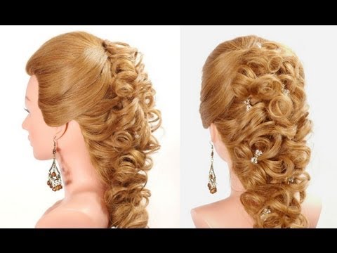Wedding prom hairstyle for long hair. Bridal hairstyles.