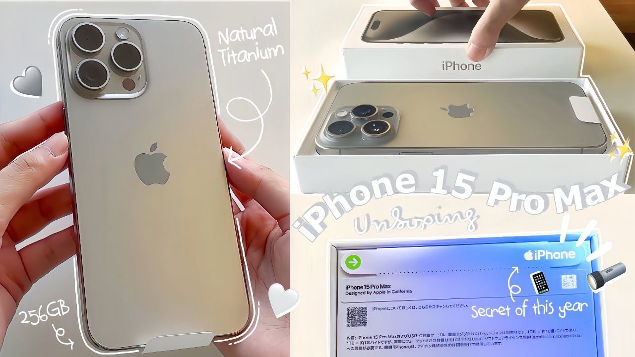 Unboxing iPhone 15 Pro Max 🩶 (Natural Titanium), Magsafe clear case,  aesthetic -  in 2023