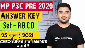 mp psc pre 2020 Answer Key Set - A B C D All Answer Sheet #mppsc2020 #Answerkey