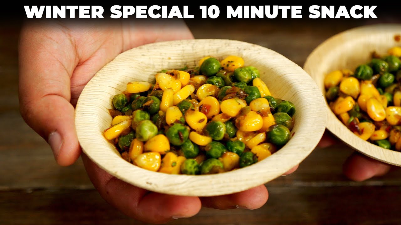 Butter Corn Peas Masala - 10 Minute Makai Matar Chaat Winter Recipe - CookingShooking | Yaman Agarwal