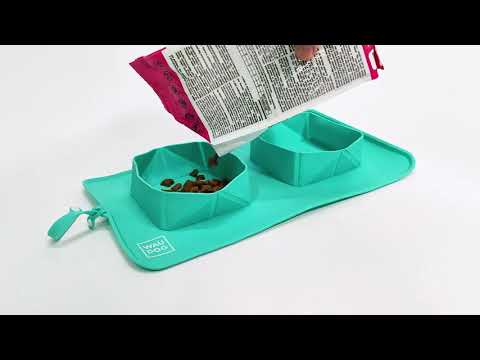 Миска складна для тварин WAUDOG Silicone, 385х230х50 мм рожевий, видео 1