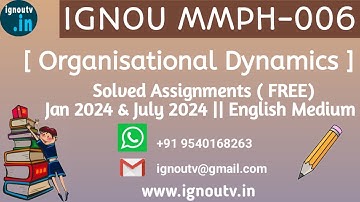 IGNOU MMPH-006 Solved Assignment Jan 2024 & July 2024 [FREE] || IGNOU MBA || IGNOU TV || IGNOU ||